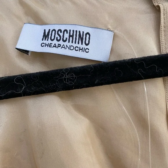 Moschino Cheap and Chic Lace Taupe Empire Waist with Bow Knee Length Dress SM - Picture 7 of 9